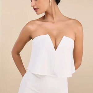 Lulu's Chic White Strapless Jumpsuit